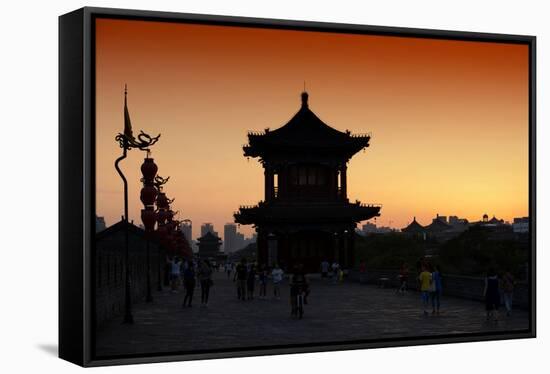 China 10MKm2 Collection - Shadows of the City Walls at sunset - Xi'an City-Philippe Hugonnard-Framed Stretched Canvas