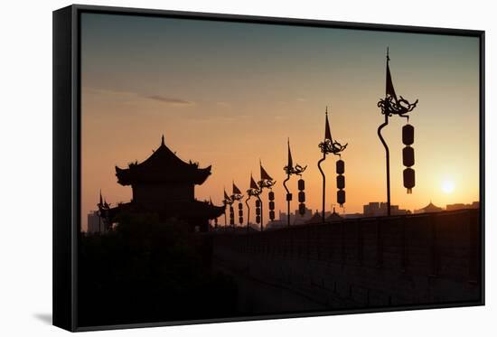 China 10MKm2 Collection - Shadows of the City Walls at sunset - Xi'an City-Philippe Hugonnard-Framed Stretched Canvas