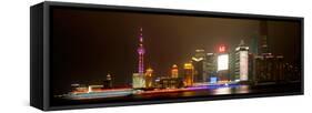 China 10MKm2 Collection - Shanghai Cityscape at night-Philippe Hugonnard-Framed Stretched Canvas