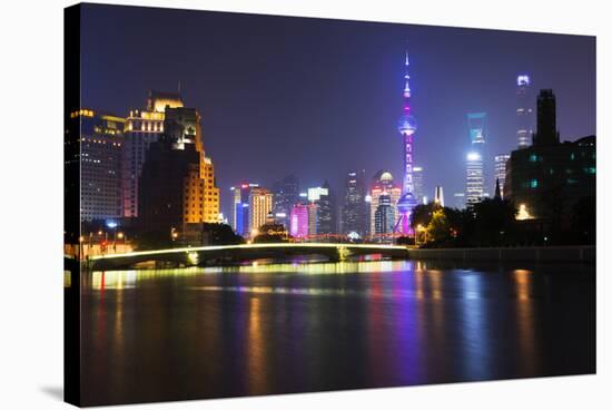 China 10MKm2 Collection - Shanghai Skyline with Oriental Pearl Tower at night-Philippe Hugonnard-Stretched Canvas