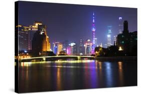 China 10MKm2 Collection - Shanghai Skyline with Oriental Pearl Tower at night-Philippe Hugonnard-Stretched Canvas