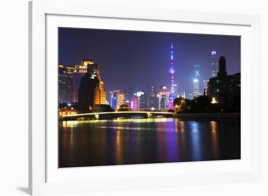 China 10MKm2 Collection - Shanghai Skyline with Oriental Pearl Tower at night-Philippe Hugonnard-Framed Photographic Print