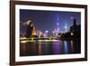 China 10MKm2 Collection - Shanghai Skyline with Oriental Pearl Tower at night-Philippe Hugonnard-Framed Photographic Print