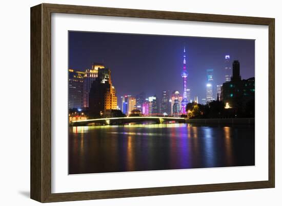 China 10MKm2 Collection - Shanghai Skyline with Oriental Pearl Tower at night-Philippe Hugonnard-Framed Photographic Print