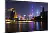 China 10MKm2 Collection - Shanghai Skyline with Oriental Pearl Tower at night-Philippe Hugonnard-Mounted Photographic Print