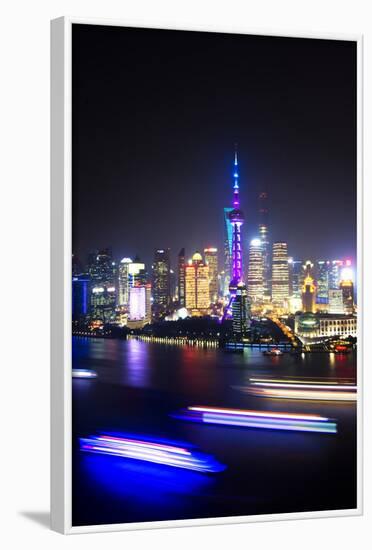 China 10MKm2 Collection - Shanghai Skyline with Oriental Pearl Tower at night-Philippe Hugonnard-Framed Photographic Print