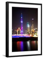 China 10MKm2 Collection - Shanghai Skyline with Oriental Pearl Tower at night-Philippe Hugonnard-Framed Photographic Print