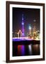 China 10MKm2 Collection - Shanghai Skyline with Oriental Pearl Tower at night-Philippe Hugonnard-Framed Photographic Print