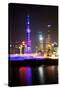 China 10MKm2 Collection - Shanghai Skyline with Oriental Pearl Tower at night-Philippe Hugonnard-Stretched Canvas