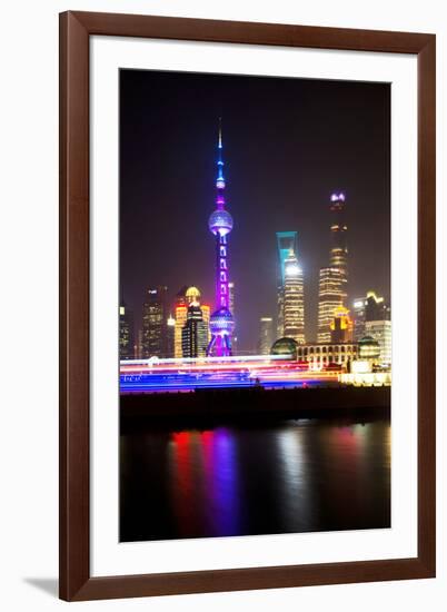 China 10MKm2 Collection - Shanghai Skyline with Oriental Pearl Tower at night-Philippe Hugonnard-Framed Photographic Print