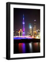 China 10MKm2 Collection - Shanghai Skyline with Oriental Pearl Tower at night-Philippe Hugonnard-Framed Photographic Print