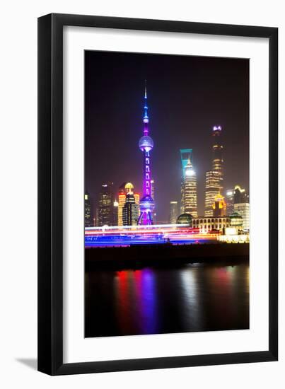 China 10MKm2 Collection - Shanghai Skyline with Oriental Pearl Tower at night-Philippe Hugonnard-Framed Photographic Print