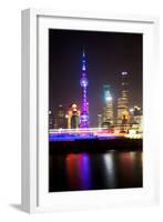 China 10MKm2 Collection - Shanghai Skyline with Oriental Pearl Tower at night-Philippe Hugonnard-Framed Photographic Print