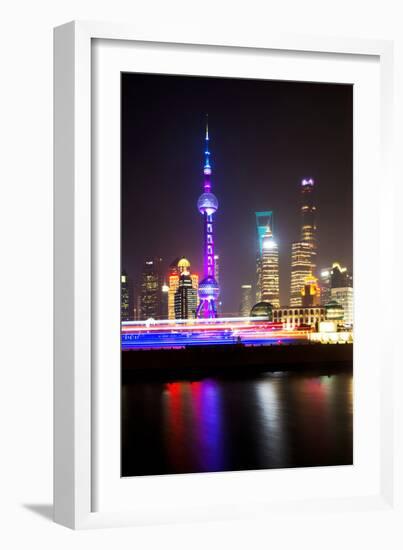 China 10MKm2 Collection - Shanghai Skyline with Oriental Pearl Tower at night-Philippe Hugonnard-Framed Photographic Print