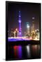 China 10MKm2 Collection - Shanghai Skyline with Oriental Pearl Tower at night-Philippe Hugonnard-Framed Photographic Print