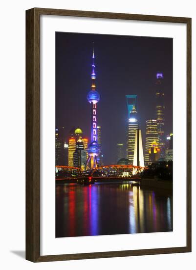 China 10MKm2 Collection - Shanghai Skyline with Oriental Pearl Tower at night-Philippe Hugonnard-Framed Photographic Print