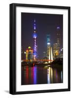 China 10MKm2 Collection - Shanghai Skyline with Oriental Pearl Tower at night-Philippe Hugonnard-Framed Premium Photographic Print
