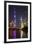 China 10MKm2 Collection - Shanghai Skyline with Oriental Pearl Tower at night-Philippe Hugonnard-Framed Premium Photographic Print