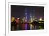 China 10MKm2 Collection - Shanghai Skyline with Oriental Pearl Tower at night-Philippe Hugonnard-Framed Photographic Print