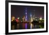 China 10MKm2 Collection - Shanghai Skyline with Oriental Pearl Tower at night-Philippe Hugonnard-Framed Photographic Print