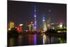 China 10MKm2 Collection - Shanghai Skyline with Oriental Pearl Tower at night-Philippe Hugonnard-Mounted Photographic Print