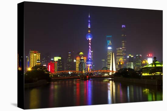 China 10MKm2 Collection - Shanghai Skyline with Oriental Pearl Tower at night-Philippe Hugonnard-Stretched Canvas