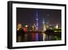 China 10MKm2 Collection - Shanghai Skyline with Oriental Pearl Tower at night-Philippe Hugonnard-Framed Photographic Print