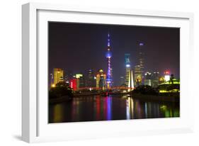 China 10MKm2 Collection - Shanghai Skyline with Oriental Pearl Tower at night-Philippe Hugonnard-Framed Photographic Print