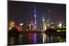 China 10MKm2 Collection - Shanghai Skyline with Oriental Pearl Tower at night-Philippe Hugonnard-Mounted Photographic Print