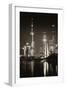 China 10MKm2 Collection - Shanghai Skyline with Oriental Pearl Tower at night-Philippe Hugonnard-Framed Premium Photographic Print