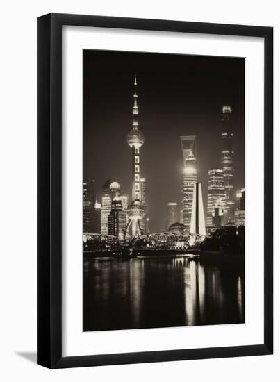 China 10MKm2 Collection - Shanghai Skyline with Oriental Pearl Tower at night-Philippe Hugonnard-Framed Photographic Print