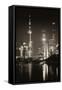 China 10MKm2 Collection - Shanghai Skyline with Oriental Pearl Tower at night-Philippe Hugonnard-Framed Stretched Canvas