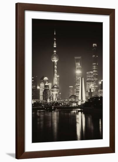 China 10MKm2 Collection - Shanghai Skyline with Oriental Pearl Tower at night-Philippe Hugonnard-Framed Photographic Print