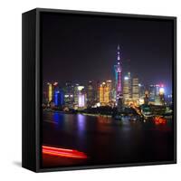 China 10MKm2 Collection - Shanghai Skyline with Oriental Pearl Tower at night-Philippe Hugonnard-Framed Stretched Canvas