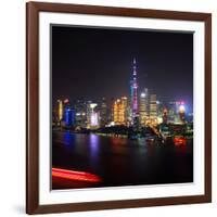 China 10MKm2 Collection - Shanghai Skyline with Oriental Pearl Tower at night-Philippe Hugonnard-Framed Photographic Print