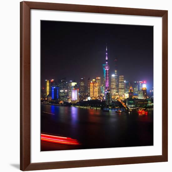 China 10MKm2 Collection - Shanghai Skyline with Oriental Pearl Tower at night-Philippe Hugonnard-Framed Photographic Print