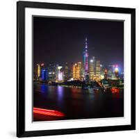 China 10MKm2 Collection - Shanghai Skyline with Oriental Pearl Tower at night-Philippe Hugonnard-Framed Photographic Print