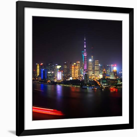 China 10MKm2 Collection - Shanghai Skyline with Oriental Pearl Tower at night-Philippe Hugonnard-Framed Photographic Print