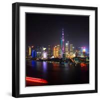 China 10MKm2 Collection - Shanghai Skyline with Oriental Pearl Tower at night-Philippe Hugonnard-Framed Photographic Print