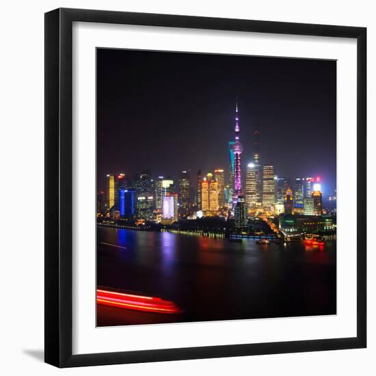 China 10MKm2 Collection - Shanghai Skyline with Oriental Pearl Tower at night-Philippe Hugonnard-Framed Photographic Print