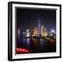 China 10MKm2 Collection - Shanghai Skyline with Oriental Pearl Tower at night-Philippe Hugonnard-Framed Photographic Print