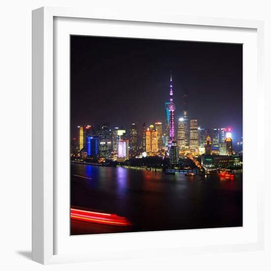 China 10MKm2 Collection - Shanghai Skyline with Oriental Pearl Tower at night-Philippe Hugonnard-Framed Photographic Print