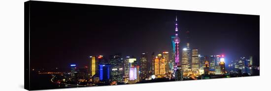 China 10MKm2 Collection - Shanghai Skyline with Oriental Pearl Tower at night-Philippe Hugonnard-Stretched Canvas