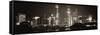 China 10MKm2 Collection - Shanghai Skyline with Oriental Pearl Tower at night-Philippe Hugonnard-Framed Stretched Canvas