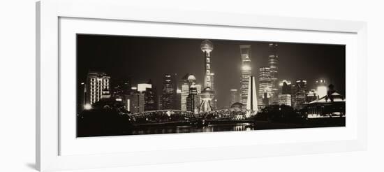 China 10MKm2 Collection - Shanghai Skyline with Oriental Pearl Tower at night-Philippe Hugonnard-Framed Photographic Print