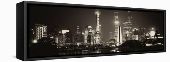 China 10MKm2 Collection - Shanghai Skyline with Oriental Pearl Tower at night-Philippe Hugonnard-Framed Stretched Canvas