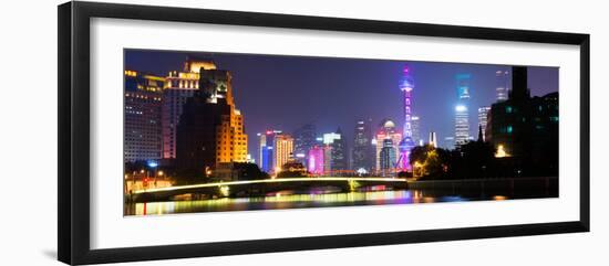 China 10MKm2 Collection - Shanghai Skyline with Oriental Pearl Tower at night-Philippe Hugonnard-Framed Photographic Print