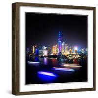 China 10MKm2 Collection - Shanghai Skyline with Oriental Pearl Tower at night-Philippe Hugonnard-Framed Photographic Print