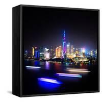 China 10MKm2 Collection - Shanghai Skyline with Oriental Pearl Tower at night-Philippe Hugonnard-Framed Stretched Canvas