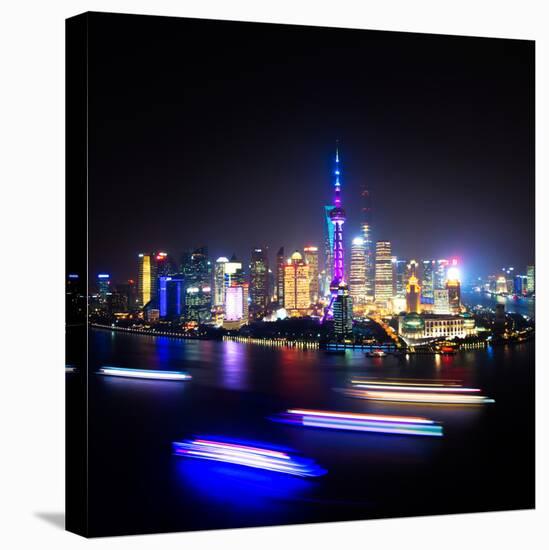 China 10MKm2 Collection - Shanghai Skyline with Oriental Pearl Tower at night-Philippe Hugonnard-Stretched Canvas